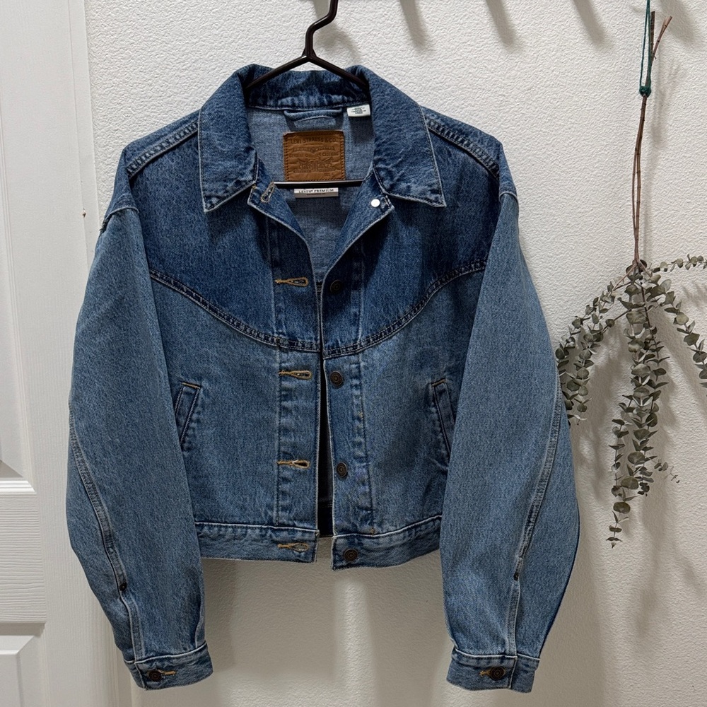 Levi's Premium Blue Denim with Tan Leather Patch